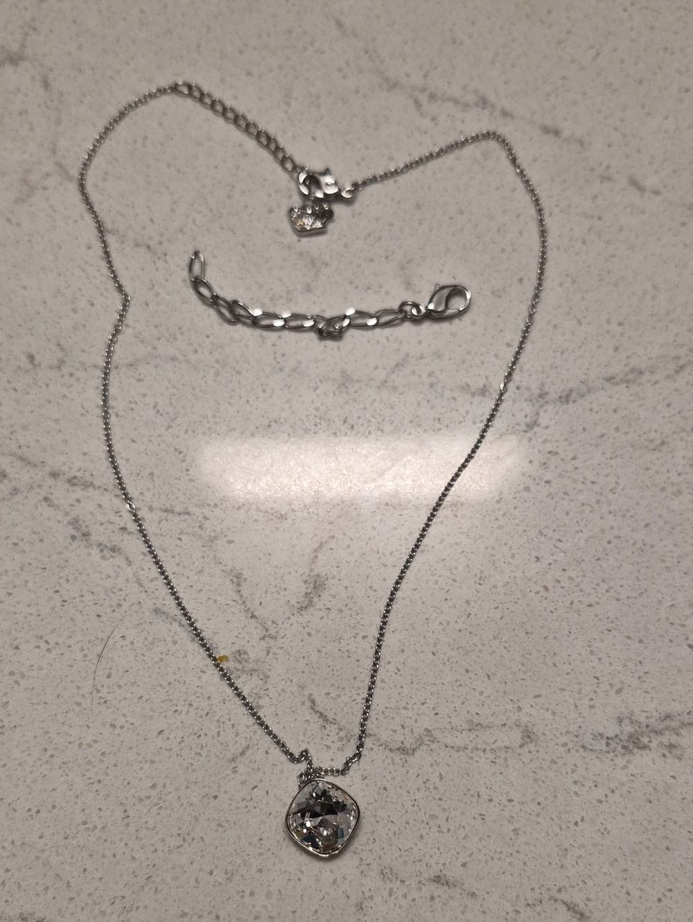 Silver-Tone Swarovski Crystal Drop Necklace